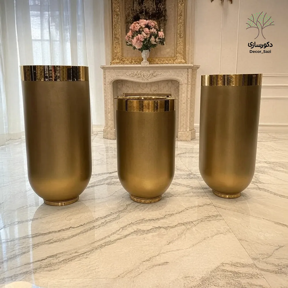 خرید گلدان فایبرگلاس طلایی